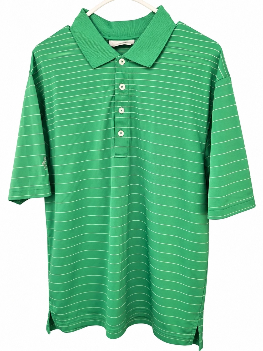 Ashworth Striped Polo Green & White Size Large